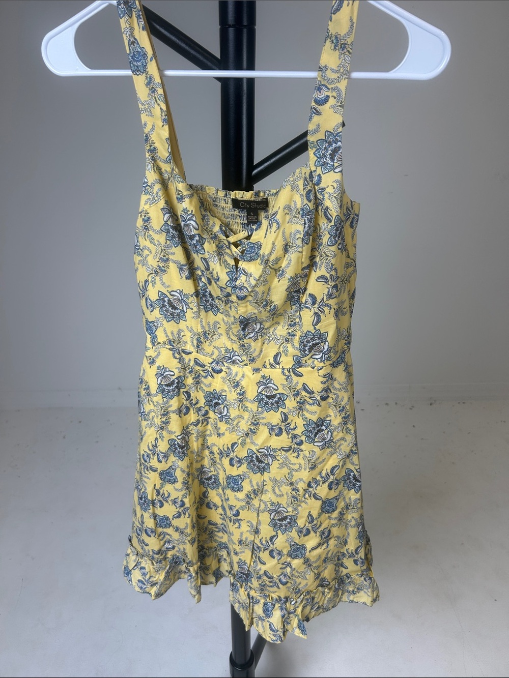 City Studio Yellow and Blue Floral Mini Dress